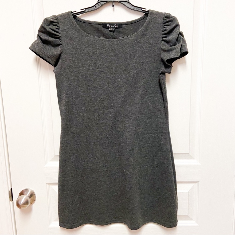 Forever 21 Charcoal Sweater Dress Ruffled Sleeves